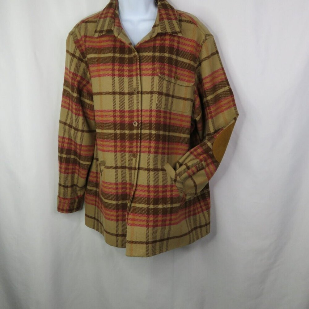Pendleton Plaid Jacket FLAW Camel Brown Pink Wool & Lambswool  Lined Coat - Picture 6 of 15